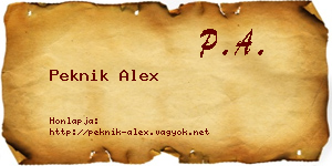 Peknik Alex névjegykártya